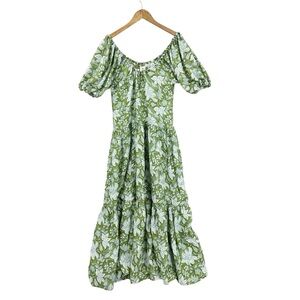 HANNAH Dress Artwear Selene 100% Silk Coriandre Floral Green